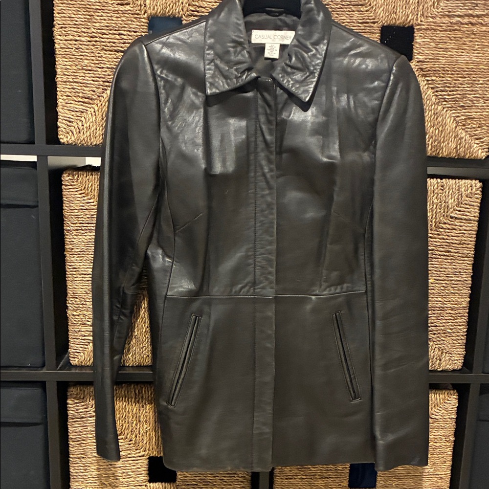 Casual Corner Dark Leather Jacket for Women